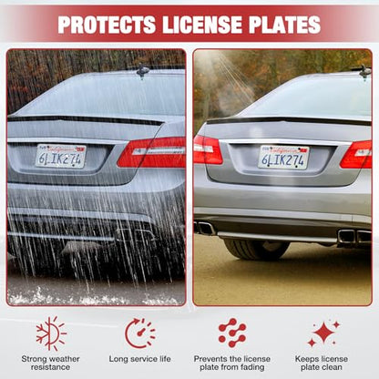 License Plate Protector 2 Pack, Clear License Plate Cover 12.08 * 6.02’’ Universal, Plate Cover for Car Plastics, Car Frame Cover Shield with Screws Transparent Spacers Screw Caps by XIOGZAXI - style: Style A
