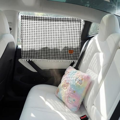 Gilprop 2 Pcs Car Window Shades Suction Cups Double Layer Auto Sun Shade Car Side Window Covers for Family Privacy Protection Breastfeeding Taking a nap Camping 18.5" x 26" (Black) - color: Black