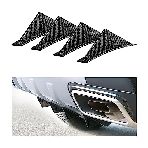 4pcs Car Rear Lower Bumper Wing Lip Diffuser, Anti-Crash Accessories Spoiler Shark Fin Protector, Rear Bumper Splitter Lip Wing with Screw, Universal Auto Decoration for Car SUV Truck - style: Curved/Carbon Fiber