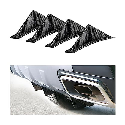 4pcs Car Rear Lower Bumper Wing Lip Diffuser, Anti-Crash Accessories Spoiler Shark Fin Protector, Rear Bumper Splitter Lip Wing with Screw, Universal Auto Decoration for Car SUV Truck - style: Curved/Carbon Fiber