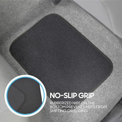 Premium 4 Piece Set of Carpet Car Floor Mats with Vinyl Safety Heel Pad for Car, Truck, SUV, Coupe Sedan, Black (MT-100-BK) Pack of 1 - color: Charcoal