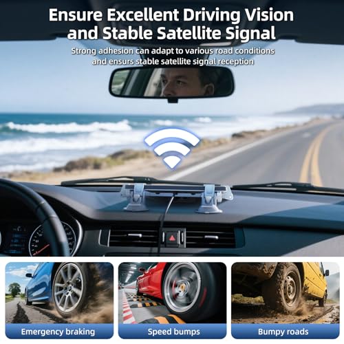 for Starlink Mini Car Mount for Dashboard, for Starlink Mini Suction Cup Mount for Dashboard & windshield, Secure Mounting Kit for Most Vehicles and Ensures Stable Driving and Satellite Signal