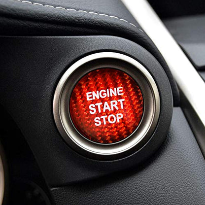 AIRSPEED Carbon Fiber Car Engine Start Button Sticker for Lexus IS250 IS200 IS300 ES350 ES330 GS350 GS300 NX300 NX200T RX350 RX300 LX RC (Red) - color: Red Without Hole