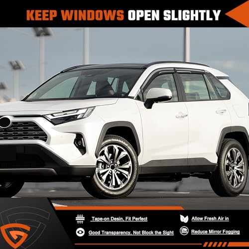 Rain Guards Fit for Toyota RAV4 2019 2020 2021 2022 2023 2024 2025, Tape-On Window Deflector Extra Durable Side Sun Rain Guard 2019-2025 RAV4 Visor Deflectors Black 4 PCS - size: Fit for Toyota RAV4 2019-2025