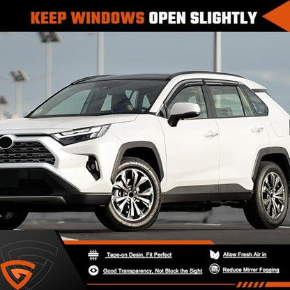 Rain Guards Fit for Toyota RAV4 2019 2020 2021 2022 2023 2024 2025, Tape-On Window Deflector Extra Durable Side Sun Rain Guard 2019-2025 RAV4 Visor Deflectors Black 4 PCS - size: Fit for Toyota RAV4 2019-2025