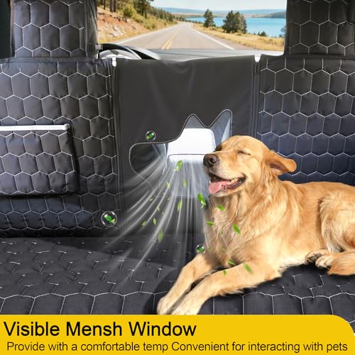 Meginc Dog Seat Covers for Tesla Model Y,Dog Hammock for Tesla with Side Flaps, 100% Waterproof Tesla Model Y Dog Accessories with Mesh Window & Headrest Protector Easy Clean up Pet Car Seat Cover - size: Cover Seat for Model Y