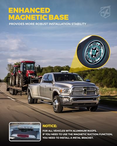 Xprite Upgraded 12" 72LED Rooftop Mini Strobe Lights, Emergency Safety Flashing Beacon Light Bar with Magnetic Base for 12V-24V Construction Vehicles, Trucks, Snow Plow, Postal Car (Mix Red/Blue) - color: Red Blue
