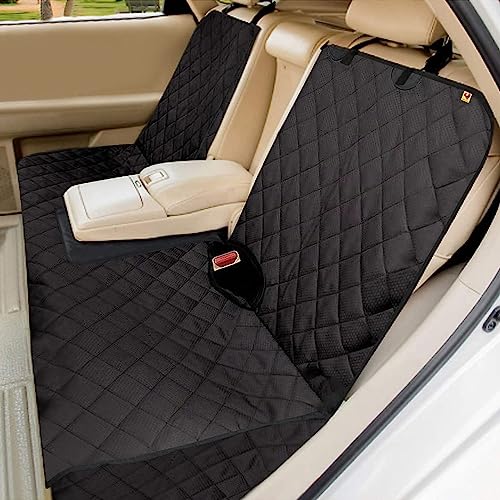 Bark Lover Dog Car Seat Cover for Back Seat, Upgraded Thickened Matte Fabric, Waterproof Backseat Protector, Non-Slip Rear Seat Cover for Dogs & Kids, Armrest Compatible, Fits Most Cars SUVs & Trucks - color: Black2-DZ