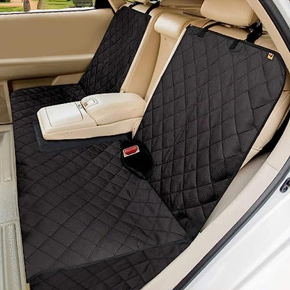 Bark Lover Dog Car Seat Cover for Back Seat, Upgraded Thickened Matte Fabric, Waterproof Backseat Protector, Non-Slip Rear Seat Cover for Dogs & Kids, Armrest Compatible, Fits Most Cars SUVs & Trucks - color: Black2-DZ