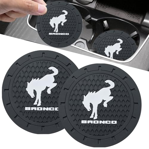 Car Cup Holder Coaster Fit for Ford Bronco Sport 2023 2024 2025 Recessed Silicone Cupholder Coaster Interior Accessories 2.75in 2Pack Black - color: Black-04