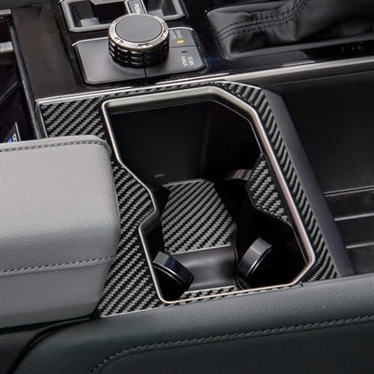 NVCNX Real Premium Carbon Fiber for Toyota Tundra 2022-2026 2023 2024 2025 SR5/Limited/TRD PRO/SR Center Console Cup Holder Panel Insert Mat Cover Interior Trim Accessories Overlay Sticker Decal 4PCs - color: Center Console Cup Holder Mat Trim