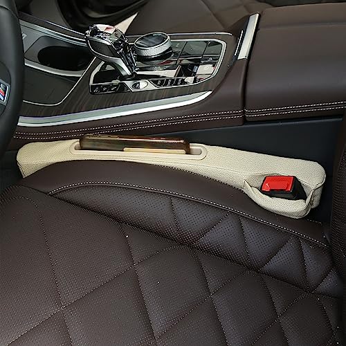 2 Pack Car Seat Gap Filler Organizer for Driver Side and Passenger Side Auto Center Console Side Filler Filler for Car Front Seat (Beige 2 pcs) - color: Beige -2 pcs