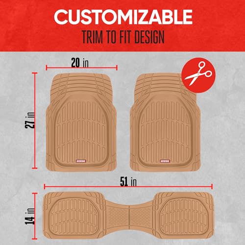 Motor Trend FlexTough Contour Heavy Duty Rubber Car Floor Mats with Cargo Liner - All Weather Full Set Front & Rear fits Most Cars Truck SUV, Automotive Floor Mats - style: FlexTough TrunkShield