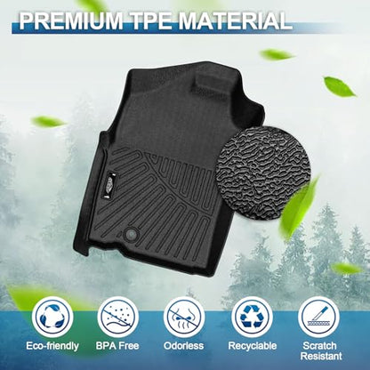 PELEUS Car Floor Mats Compatible with Dodge Ram 1500 2002-2008 Crew Cab (Quad Cab), Custom Fit for Ram 2500/3500 2003-2009, Thicker Heavy Duty TPE All-Weather Floor Liners, Front & Rear 3PC Black - style: For Dodge Ram 1500 2002-2008