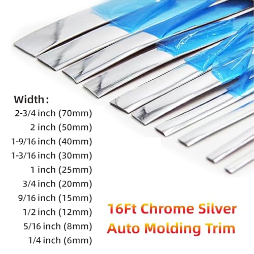 16Ft Chrome Silver Automotive Car Exterior and Interior Molding Trim Universal Bumper Window Door Body Side Decorative Strip Scratch-Proof (3/4 inch (20mm)) - size: Width:3/4inch(20mm)