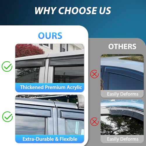 Nilight Window Visor Rain Guards for Dodge Durango 2011-2023 2024 2025 2026, Out-Channel Window Deflectors Vent Visors for Rainy Weather, Sun Protection & Ventilation, Smoke Tinted, 4PCS