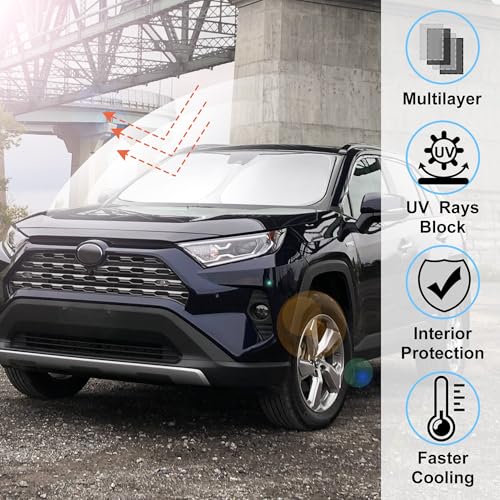 Windshield Sun Shade Front Window Sunshade Fit for Toyota RAV4 RAV-4 2019-2024 2025 2026 Accessories Auto Interior Sun Visor Heat Protection - size: Fit Toyota RAV4 2019-2026