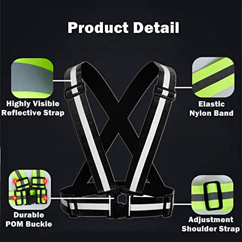 Reflective Vest, High Visibility Safety Vest Straps Reflective Gear for Night Running Walking Cycling for Men Women Kids - color: 2 Black
