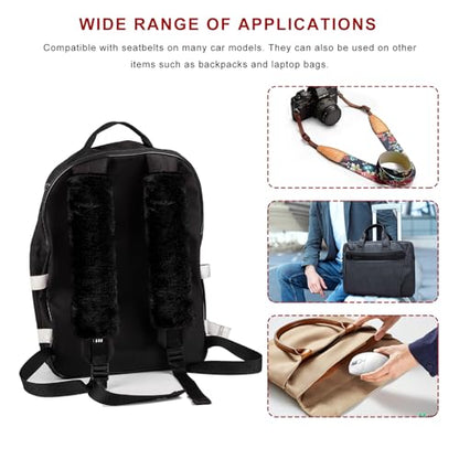 Sun Walker 2PCS Seat Belt Shoulder Pads, Fluffy Soft Plush Auto Seat Belt Pads for Protecting Your Neck & Shoulder, Comfortable Seatbelt Cover Warm Protective Cushion for Most Cars (Black) - color: Black