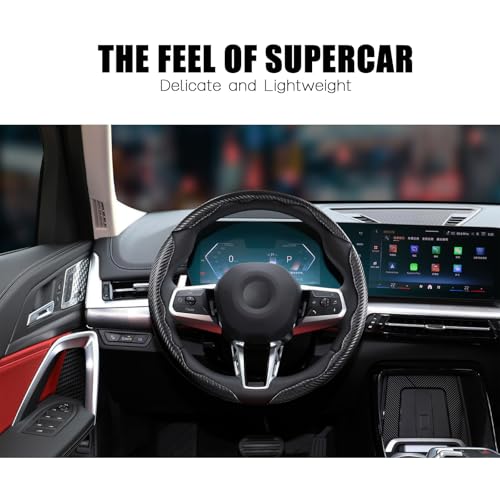 Carbon Fiber Steering Wheel Covers 3 Piece Clip on Steering Wheel Cover (Matte Black) - color: Matte Black
