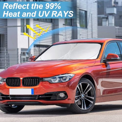 Sun Shade for BMW 3 Series 2019-2025 Windshield Sunshade- Front Window Shade for BMW 330i, 328i, 335i, 320i, 325i F30 F31Sun Visor Protector Blocks UV Rays Heat Sun Shield Accessories - size: for BMW 3 Series 2019-2025