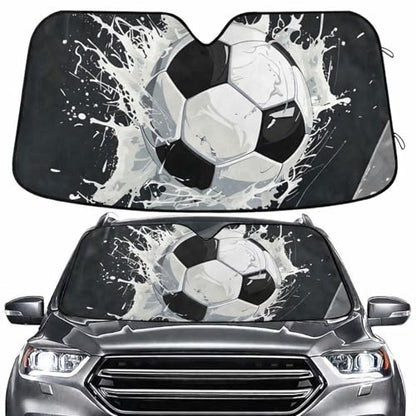 Windshield Sun Shade Soccer Ball Front Window Block UV Shades Visor Reflective Retractable for Car SUV Trucks, c539s1091 - color: F004