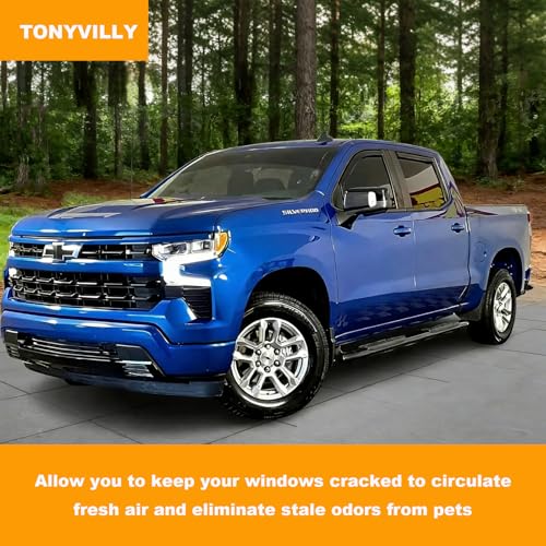 in-Channel Window Deflectors Rain Guards Vent Sun Shades Window Visors Compatible with 2019-2026 Chevy Silverado/GMC Sierra 1500 Crew Cab, Wind Deflector 94805 - size: For 2019+ Silverado Sierra Crew Cab