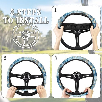 Blue Marble Golf Cart Steering Wheel Covers Steering Wheel Cover Protector Car Accessories Steering Wheel Cover Anti-Slip Sweatproof Auto Steering Wheel Comfortable - color: Blue Marble