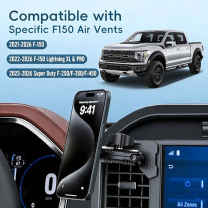 Car Vent Magnetic Phone Mount Compatible with 2021-2026 Ford F-150, 2022-2026 F-150 Lightning XL & PRO,2023-2026 Ford Super Duty, Metal Cell Phone Holder Cradles Bracket Stand for All Smartphones - style: Magnetic