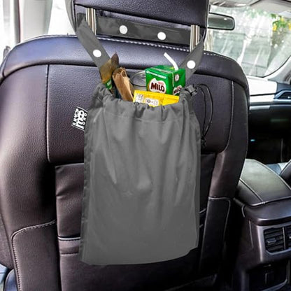 2 Pack Leakproof Car Trash Bags Detachable Waterproof Garbage Bags with Drawstring Hanging Organizer for Back Seat & Travel Grey & Navy - color: Grey & Navy