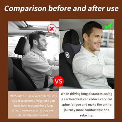 2 Pack Car Headrest Pillow, Extra Soft Car Pillow, 100% Memory Foam Car Neck Pillow for Driving - Universal Fit Travel Car Rest Pillow for Pain Relief While Driving(Comes with 2 Eye Masks) - color: Pack of 2/Black/Extra Soft