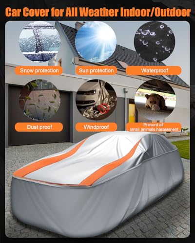 Sliver Full Enclosed Larger SUV Car Cover Universal Fit Tahoe/Traverse,Sienna,BMW X7/XM,Audi Q6/Q7,GLS/EQS,Yukon,Lexus LX/TX,GL8,Odyssey,Ford Flex,Durango,Infiniti QX60/80,EM90,Pacifica - size: 9.For Large SUV/MPV/Jeep Length 198-212 in