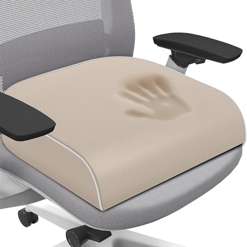 SweetSlubr Seat Cushion for Tailbone Pain Relief, Office Chair Cushion, Memory Foam Large Chair Cushion with Non-Slip Cover for Soft Support at Office Chair, Car Seat, Airplane Beige/Large - color: Beige, size: Large