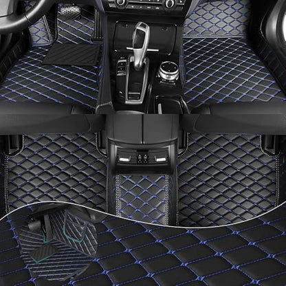 Car Floor Mats Fit for Nissan Kicks 2022-2025 All Weather Durability Leather Car Floor Mats, Skidproof Pedal, Waterproof, Wear-reistant(Black Blue) - color: Black Blue