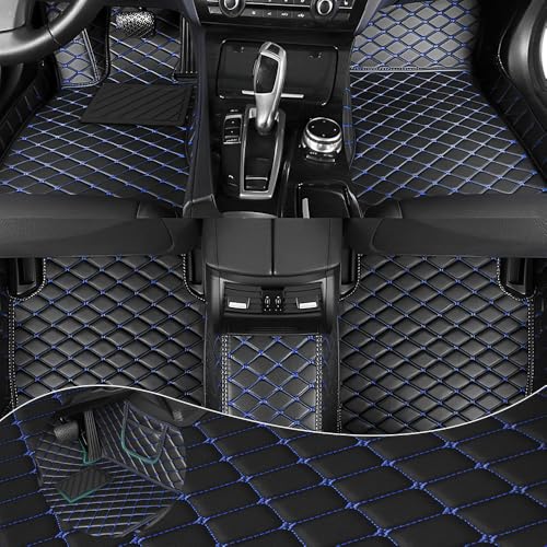 Car Floor Mats Fit for Nissan Kicks 2022-2025 All Weather Durability Leather Car Floor Mats, Skidproof Pedal, Waterproof, Wear-reistant(Black Blue) - color: Black Blue