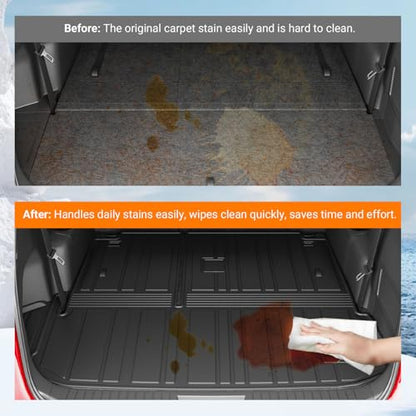 powoq Cargo Mat Compatible with 2014-2019 Toyota Highlander Trunk Mat Cargo Liner Back Seat Protector TPE Replacement for 2014-2019 Toyota Highlander Accessories (Trunk Mat with Backrest Mats) - size: Compatible With Toyota Highlander | 2014-2019