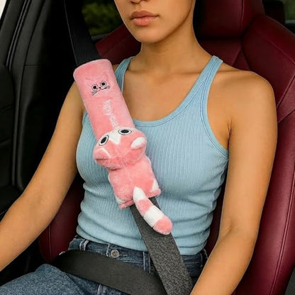 UNICOLD 2-Pack Ultra-Soft Short Plush Seatbelt Cover, Cute Animal Edition – Cloud-Like Shoulder Pad for a Comfy Ride for Adults & Kids (GP-Kitten) - style: GP-Kitten