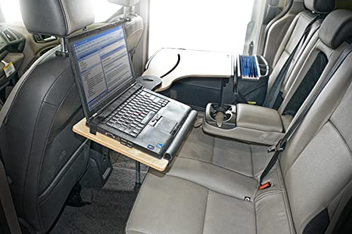 AutoExec Reach Car Desk for Your Vehicle Workstation and Mobile Office, Back Seat, Natural Birch