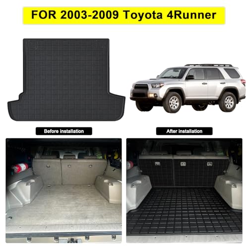 Floor Mats for 2003-2009 Toyota 4Runner (Only Fit 5 Seats) & Cargo Mat & Backrest Mat,TPE All Weather Protection Floor Liners with 2nd Row Covering The Backrest Full Set Accessories,Black - size: For 2003-2009 4Runner (5 Seats)