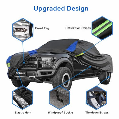 Avecrew All Weather Truck Cover - Waterproof, Rain, Snow, UV & Dust Protection (230"-242") - size: Fit Truck Length 230-242 inch