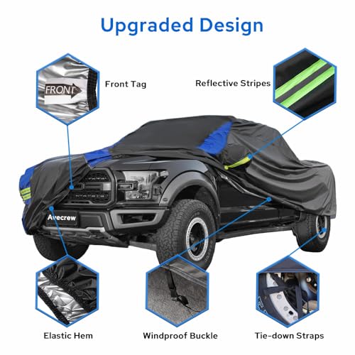 Avecrew All Weather Truck Cover - Waterproof, Rain, Snow, UV & Dust Protection (242"-250") - size: Fit Truck Length 242-250 inch
