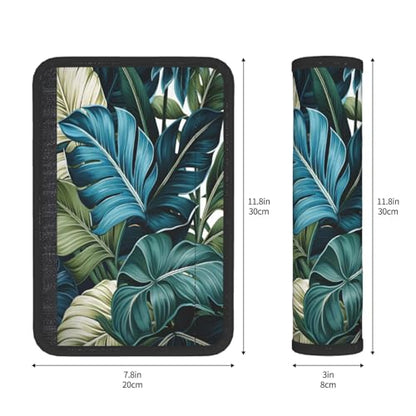 Seat Belt Cover Pad Tropical Palm Leaves Pattern Soft Safety Car Automotive Seat Belt Pads Cushion Shoulder Strap Covers for Cars or Bags, 2 Pcs - color: Tropical Palm Leaves Pattern