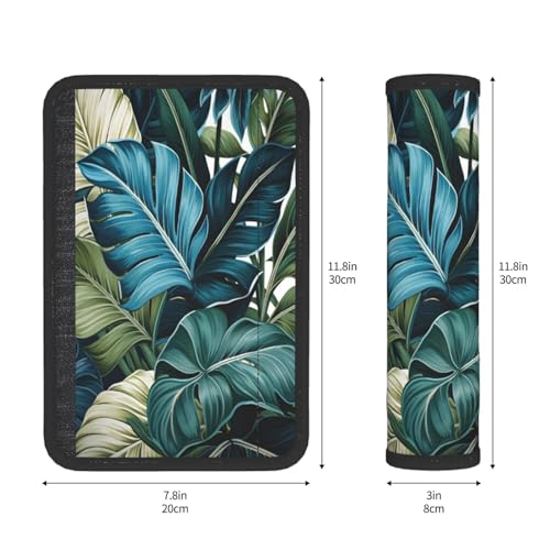 Seat Belt Cover Pad Tropical Palm Leaves Pattern Soft Safety Car Automotive Seat Belt Pads Cushion Shoulder Strap Covers for Cars or Bags, 2 Pcs - color: Tropical Palm Leaves Pattern