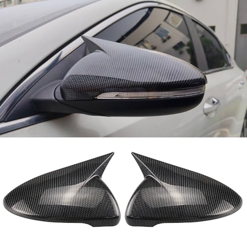 Compatible with Kia Forte Mirror Cover 2019 2020 2021 2022 2023 2024, Accessories Car Exterior Door Ox Horn Side Rearview Mirror Guard Cover Trim Caps (Carbon Fiber Color) - color: （With Turn Signal）Carbon Fiber Color