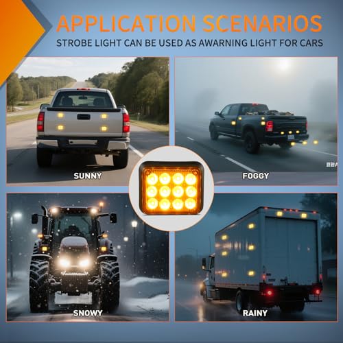 Nilight 12LED Magnetic Wireless Trailer Lights 2PCS Rechargeable Portable Hazard Beacon Warning Light Amber and White Emergency Strobe Light for Trucks Trailers Vehicles Cars Bus Surface Mount - color: 12LED Amber