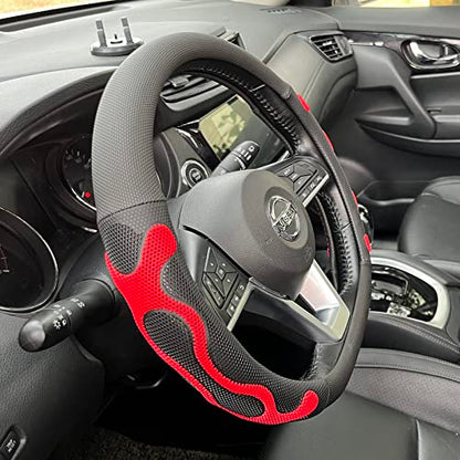 PINCTROT D Shaped Comfy Grip Steering Wheel Cover, Anti-Slip Design, Flat Bottom 14.5-15 Inch(Silicone Red) - color: 2.Red, size: D Shaped/Flat Bottom[14 1/2''-15'']