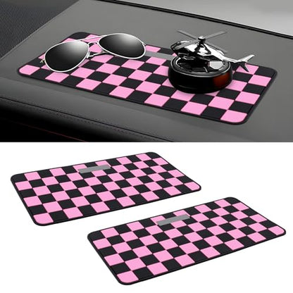 Wuyaoyao 2PCS Car Dashboard Anti Slip Mat, 12.2"×8.3" Non-Slip Dashboard Sticky Pad, PVC Car Dash Gripping Mat, Multifunctional Auto Grip Mat for Phones Sunglasses Keys Electronic Devices (Pink) - color: Pink