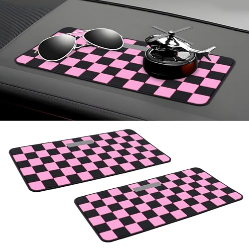 Wuyaoyao 2PCS Car Dashboard Anti Slip Mat, 12.2"×8.3" Non-Slip Dashboard Sticky Pad, PVC Car Dash Gripping Mat, Multifunctional Auto Grip Mat for Phones Sunglasses Keys Electronic Devices (Pink) - color: Pink