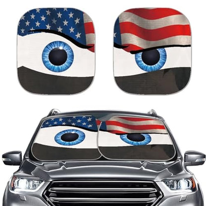 American Flag Eyes Automotive Windshield Sunshade Universal Car Front Windows Sunshade Block UV Rays Foldable Sunshade - color: American Flag Eyes