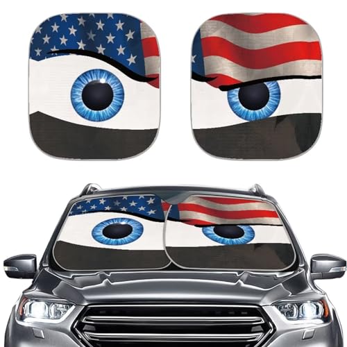 American Flag Eyes Automotive Windshield Sunshade Universal Car Front Windows Sunshade Block UV Rays Foldable Sunshade - color: American Flag Eyes